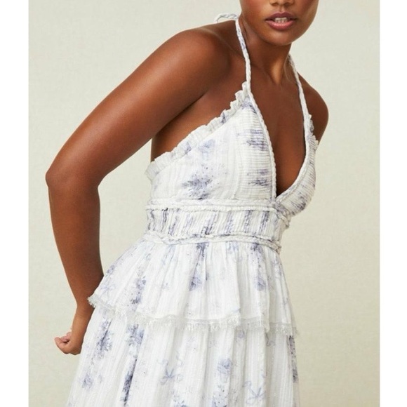 🐚 LOVE SHACK FANCY PURPLE WHITE SILVER BRIAR DRESS IN MISTY SEA! - Picture 7 of 16